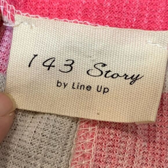 $5 add on item, 143 story by line up pink teal tan striped side tie top - Picture 5 of 11